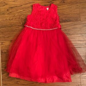 Cherokee Vibrant Red Floral Kids Dress